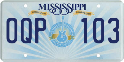 MS license plate OQP103