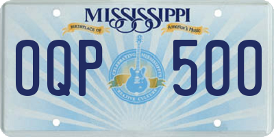 MS license plate OQP500