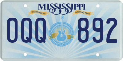 MS license plate OQQ892
