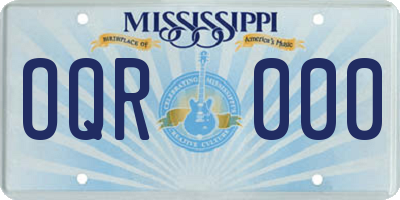 MS license plate OQR000