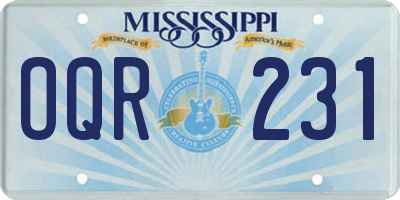 MS license plate OQR231