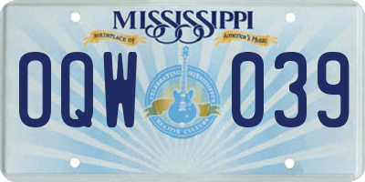 MS license plate OQW039
