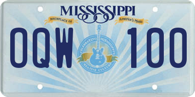 MS license plate OQW100