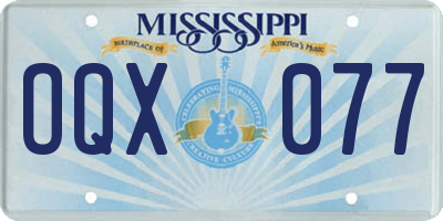 MS license plate OQX077