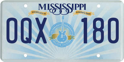 MS license plate OQX180