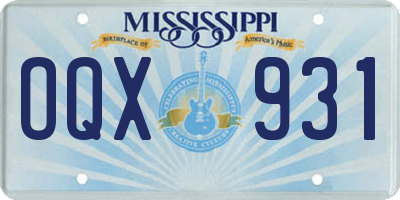 MS license plate OQX931