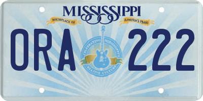 MS license plate ORA222