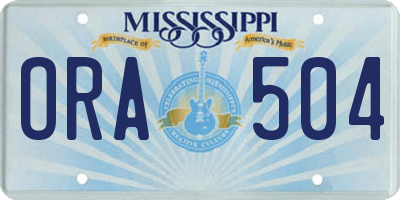 MS license plate ORA504