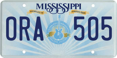 MS license plate ORA505