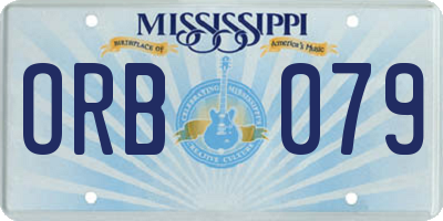 MS license plate ORB079