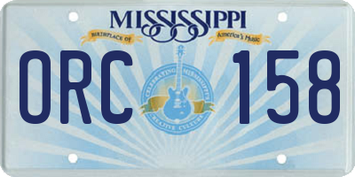 MS license plate ORC158