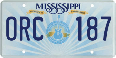 MS license plate ORC187