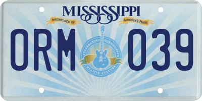 MS license plate ORM039