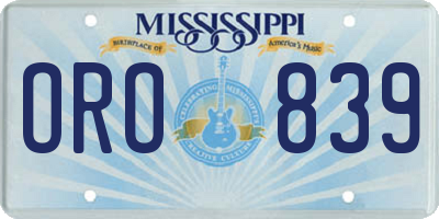 MS license plate ORO839