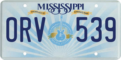 MS license plate ORV539