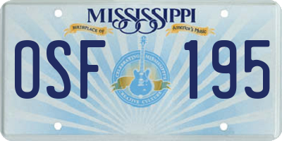 MS license plate OSF195