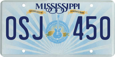 MS license plate OSJ450