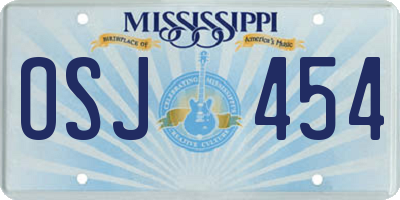 MS license plate OSJ454