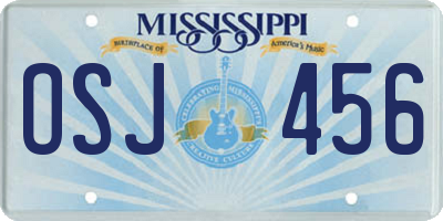 MS license plate OSJ456