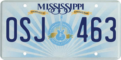 MS license plate OSJ463