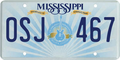 MS license plate OSJ467