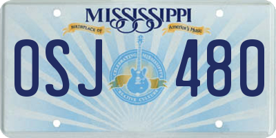 MS license plate OSJ480