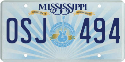 MS license plate OSJ494