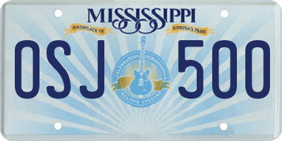 MS license plate OSJ500
