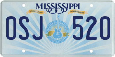 MS license plate OSJ520