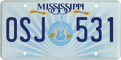 MS license plate OSJ531