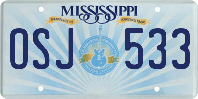 MS license plate OSJ533