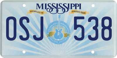 MS license plate OSJ538
