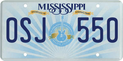 MS license plate OSJ550