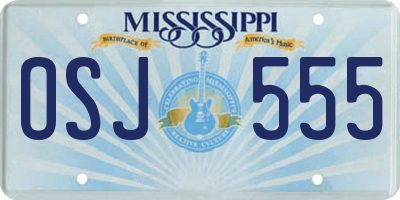 MS license plate OSJ555