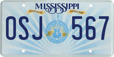 MS license plate OSJ567