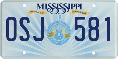 MS license plate OSJ581