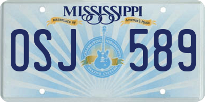 MS license plate OSJ589