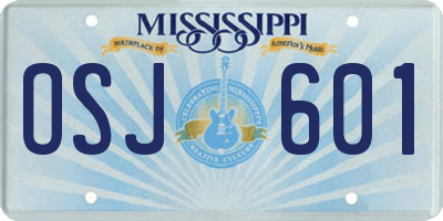 MS license plate OSJ601