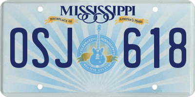 MS license plate OSJ618