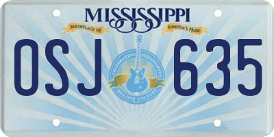MS license plate OSJ635
