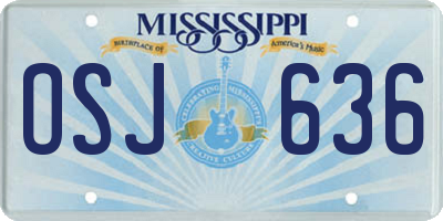 MS license plate OSJ636