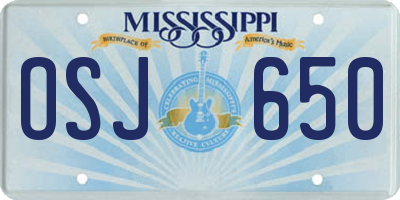 MS license plate OSJ650