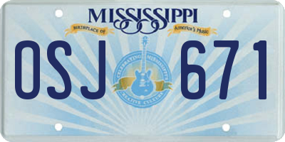 MS license plate OSJ671