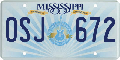MS license plate OSJ672