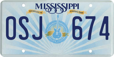 MS license plate OSJ674