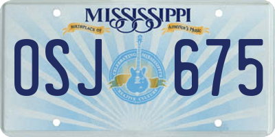 MS license plate OSJ675