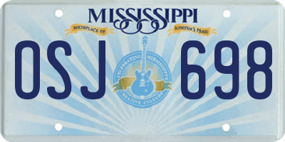 MS license plate OSJ698