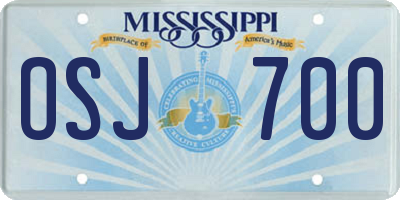 MS license plate OSJ700