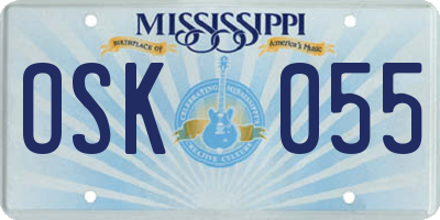 MS license plate OSK055