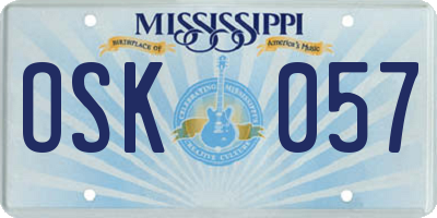 MS license plate OSK057
